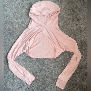 Half hoodie pastel pink crop